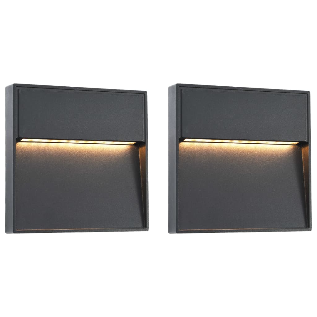 Udendørs Led-Væglamper 2 Stk. 3 W Sort