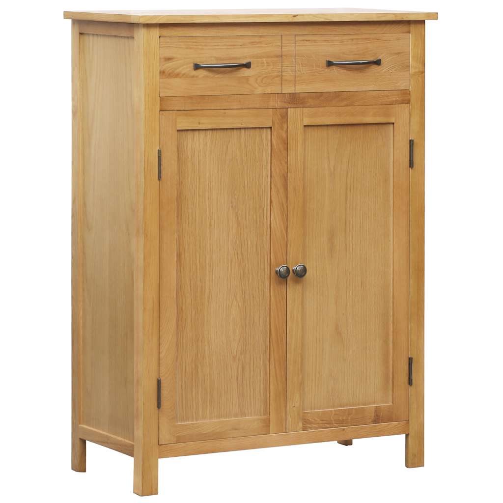 Skoskab 76X37X105 Cm Massivt Egetræ