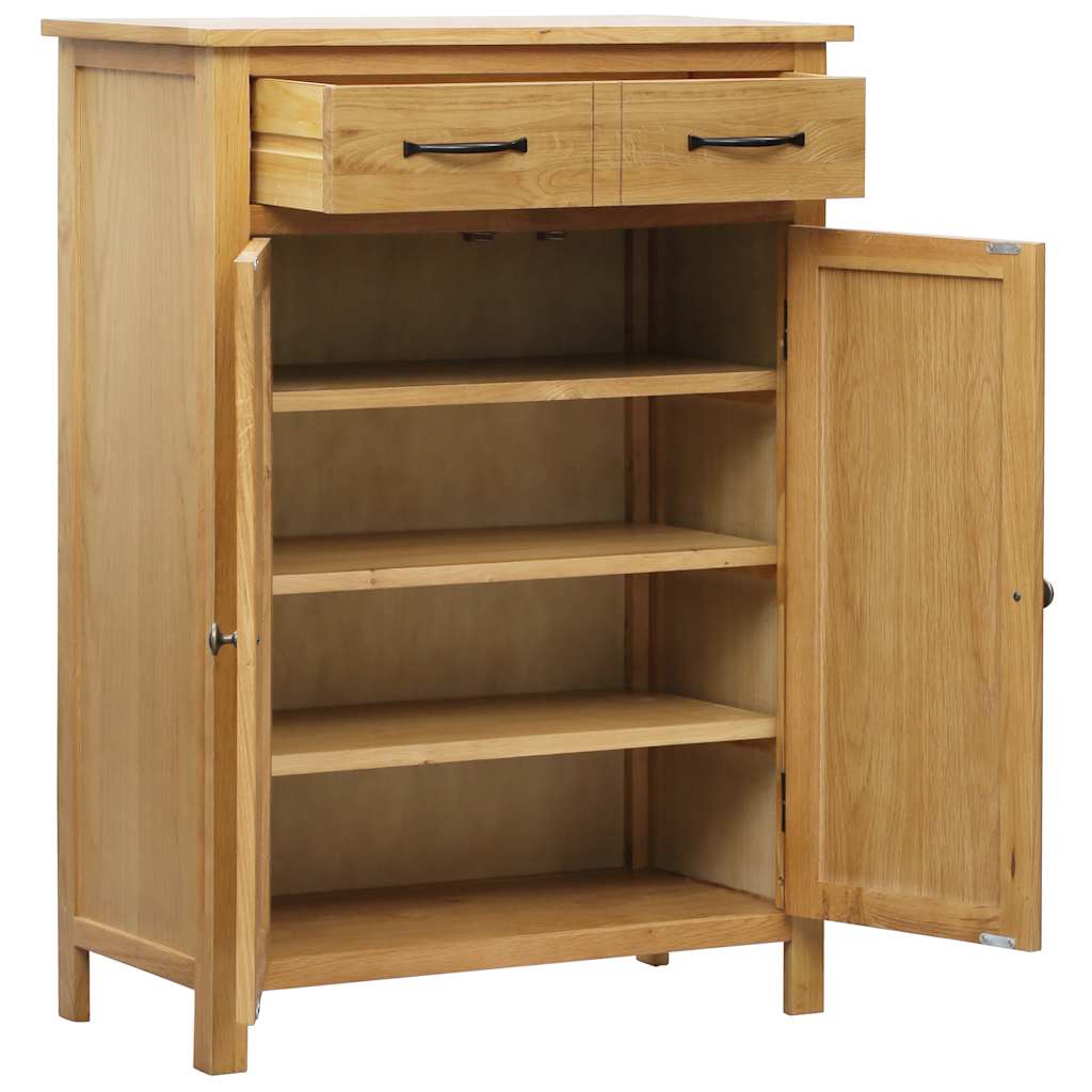 Skoskab 76X37X105 Cm Massivt Egetræ