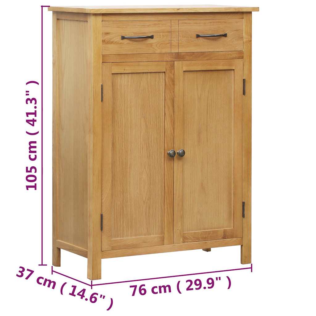 Skoskab 76X37X105 Cm Massivt Egetræ