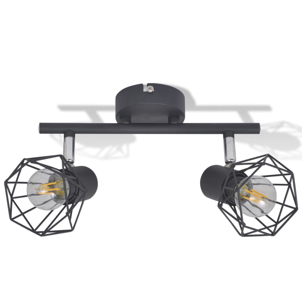 Spotlight Med 2 Led-Pærer Industriel Stil Sort