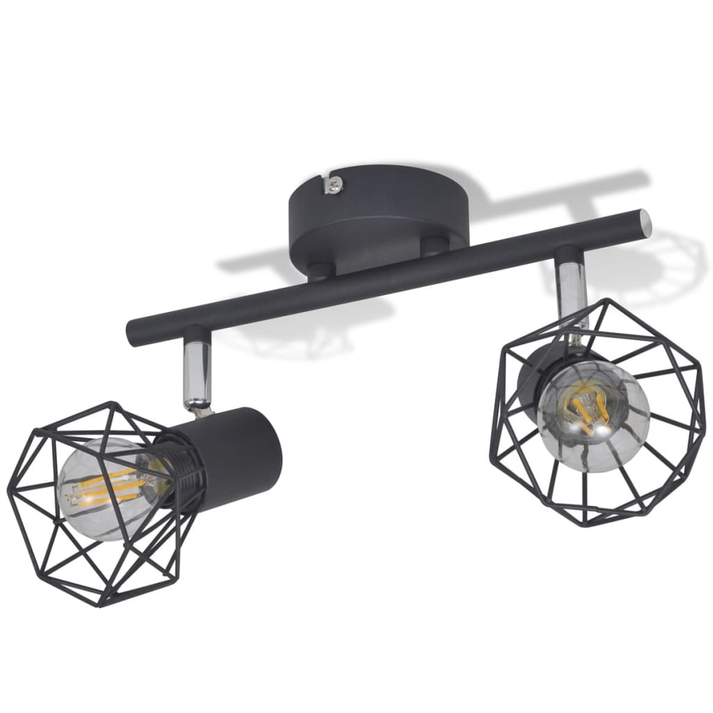 Spotlight Med 2 Led-Pærer Industriel Stil Sort