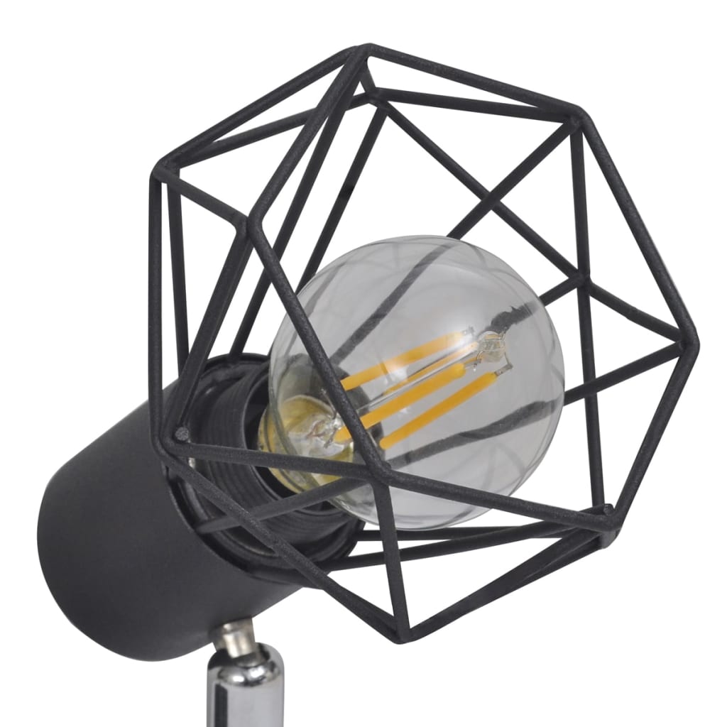 Spotlight Med 2 Led-Pærer Industriel Stil Sort
