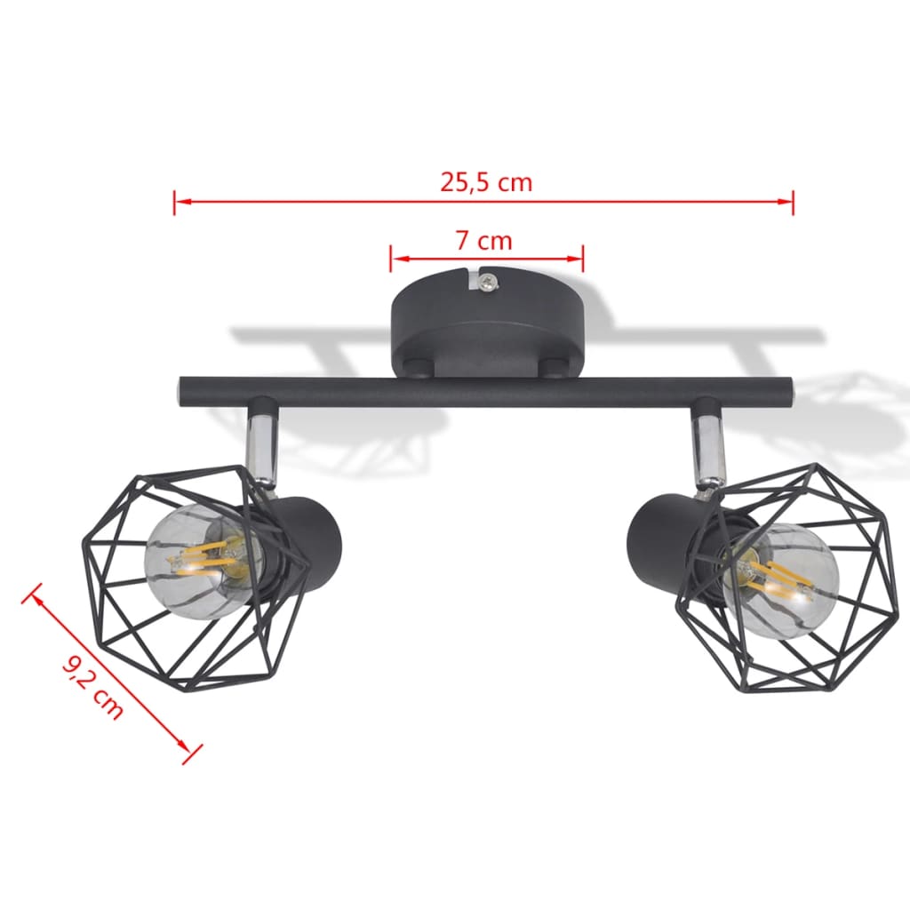 Spotlight Med 2 Led-Pærer Industriel Stil Sort