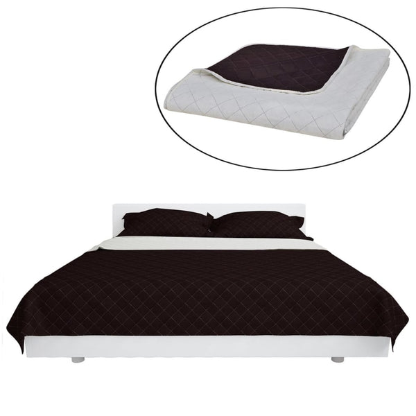 Dobbeltsided Quiltet Sengetæppe Beige/Brun
