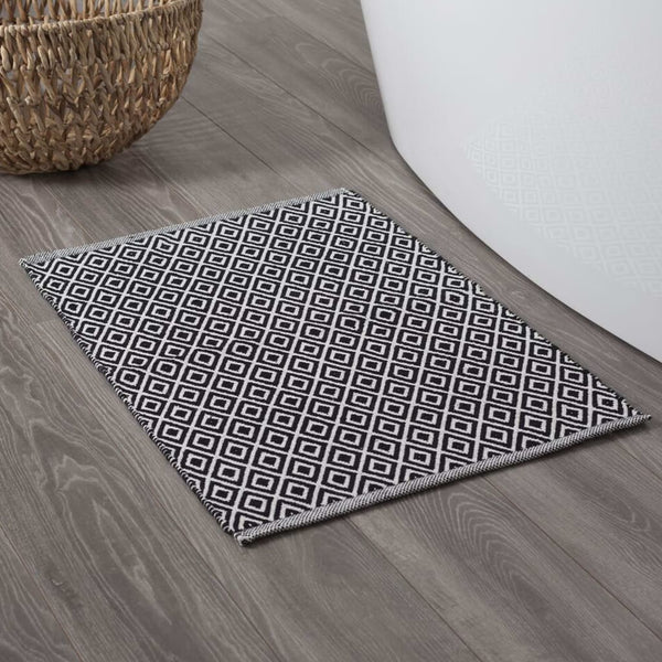 Sealskin Bademåtte Trellis 60X90 Cm Bomuld Sort Og Hvid