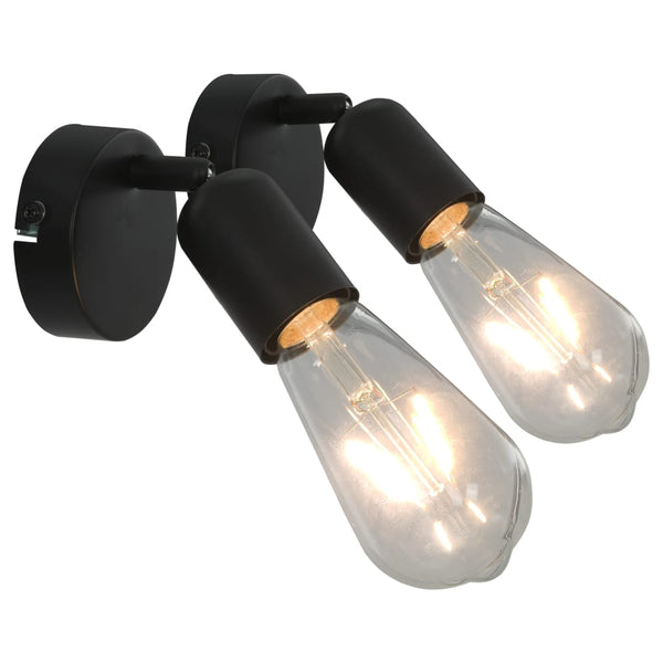 Spotlamper 2 Stk. Med Glødepærer 2 W E27 Sort