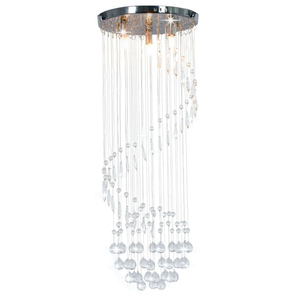 Loftlampe Med Krystalperler Spiralform G9 Sølvfarvet