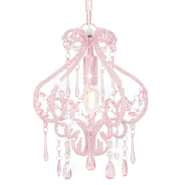 Loftlampe Med Perler Rund E14 Pink