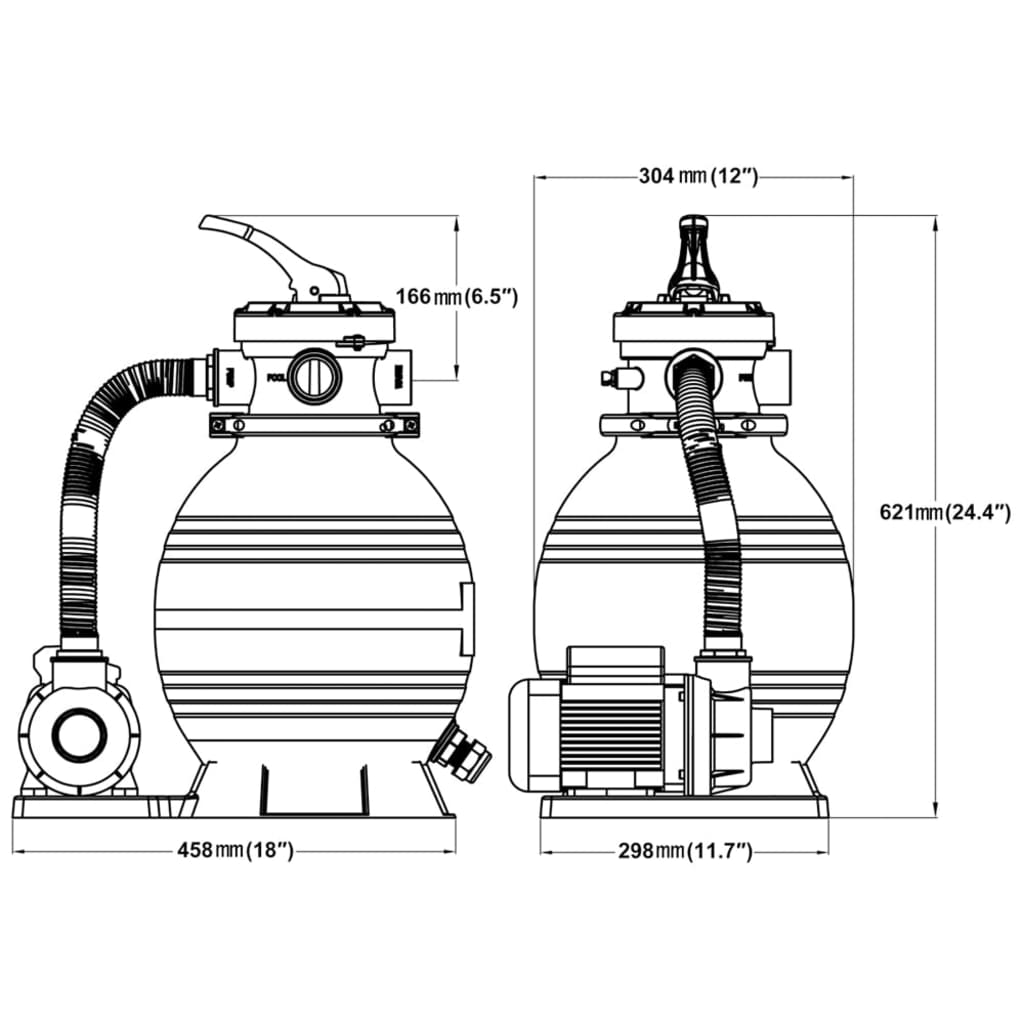 Sandfilterpumpe 2 Stk. 400 W 11000 L/T