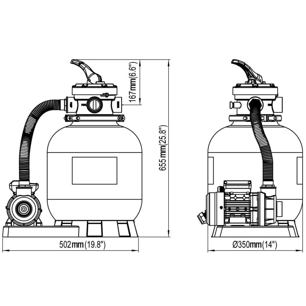 Sandfilterpumper 2 Stk. 600 W 17000 L/T