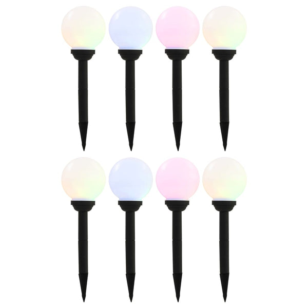 Soldrevne Udendørslamper Led 8 Stk. 15 Cm Runde Rgb