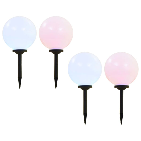 Soldrevne Udendørslamper Led 4 Stk. Rund Rgb