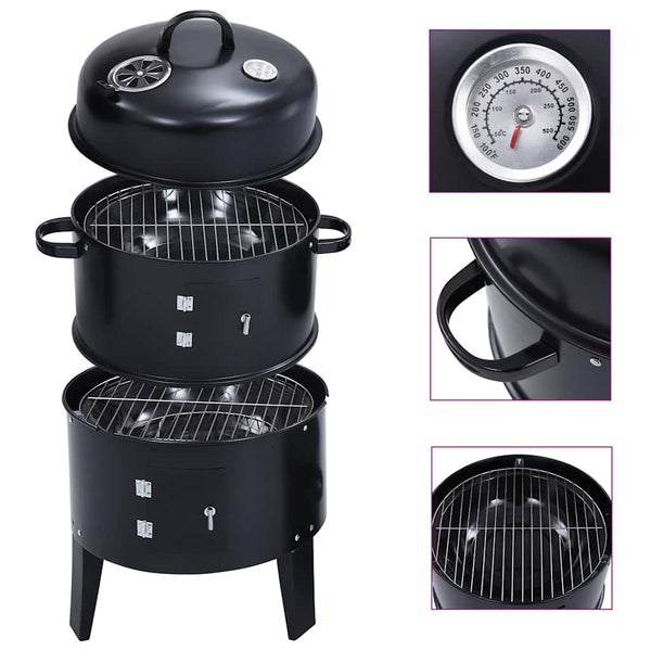 3-I-1 Kul-/Røgegrill 40X80 Cm Røget Eg