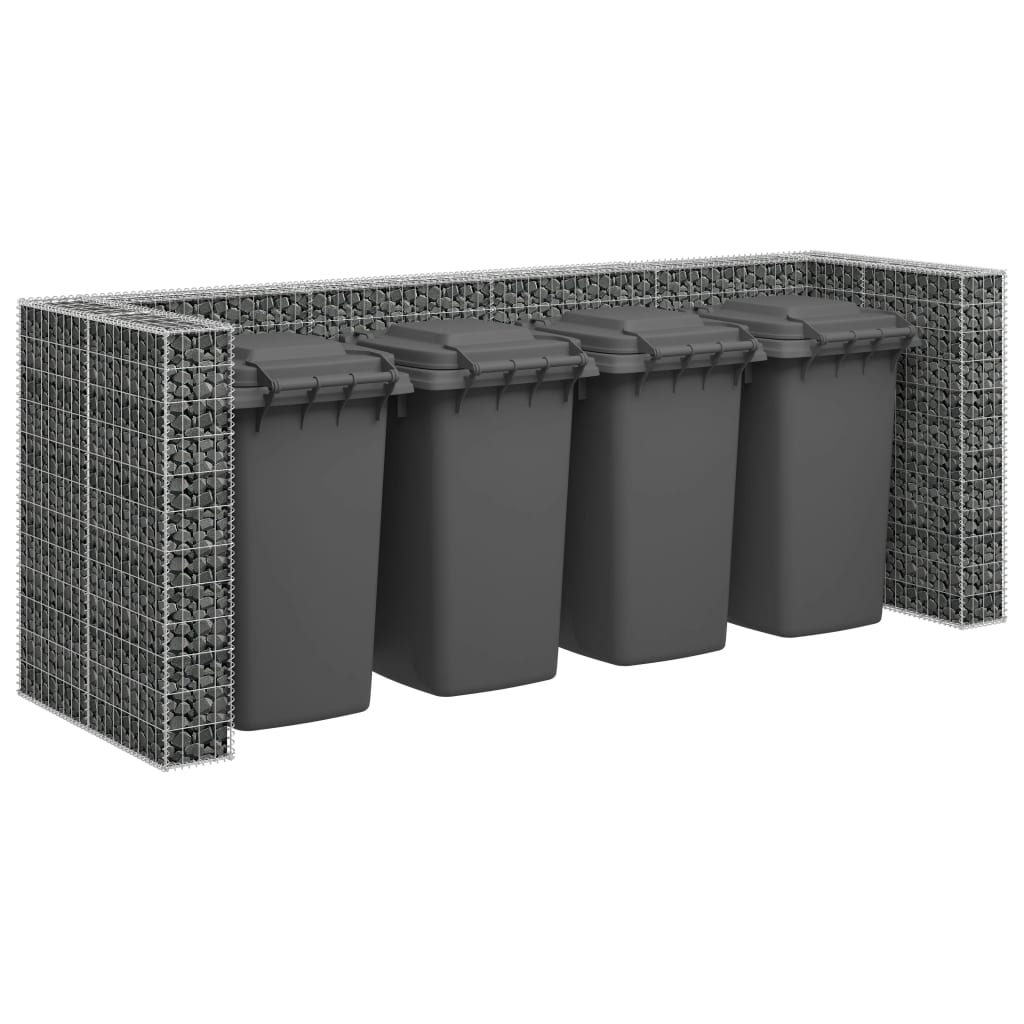 Gabionvæg Til Affaldsspand 320X100X120 Cm Galvaniseret Stål