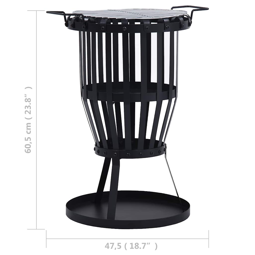 Bålkurv Til Haven Med Grill 47,5 Cm Stål