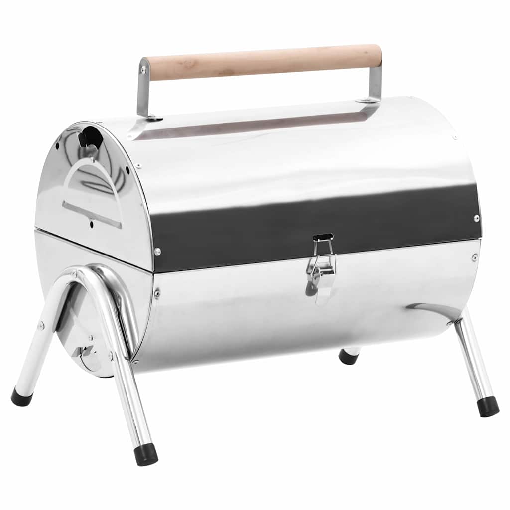 Transportabel Bordgrill Med Dobbelt Grillrist Rustfrit Stål