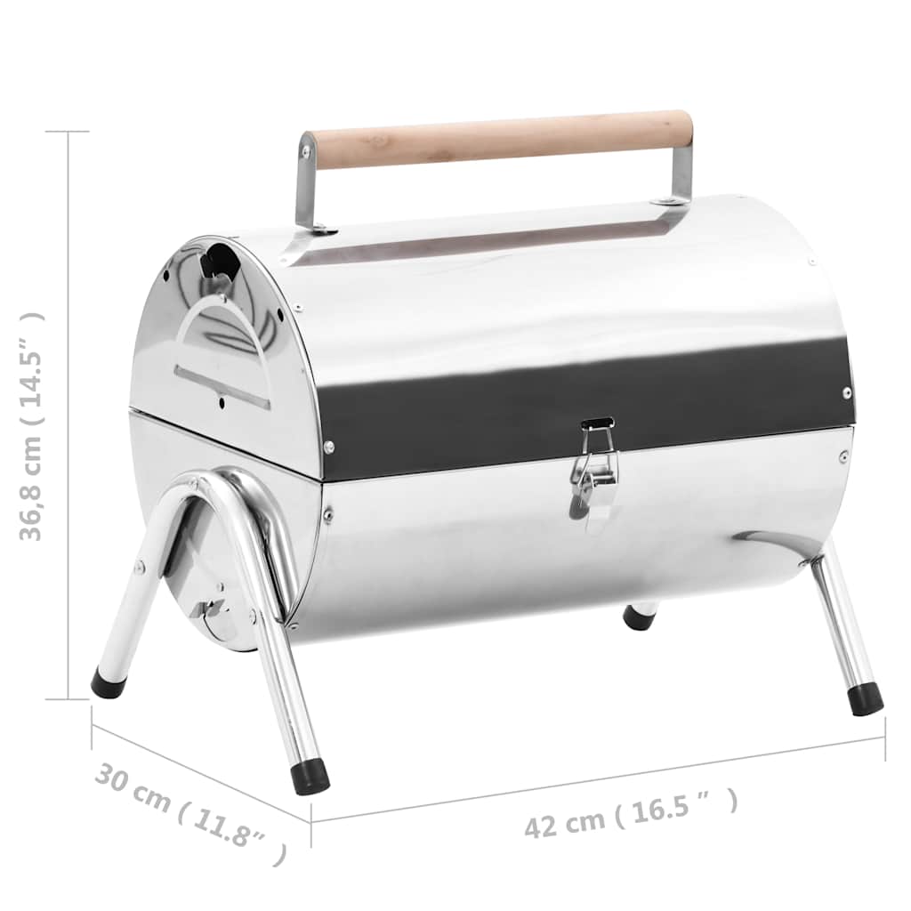 Transportabel Bordgrill Med Dobbelt Grillrist Rustfrit Stål