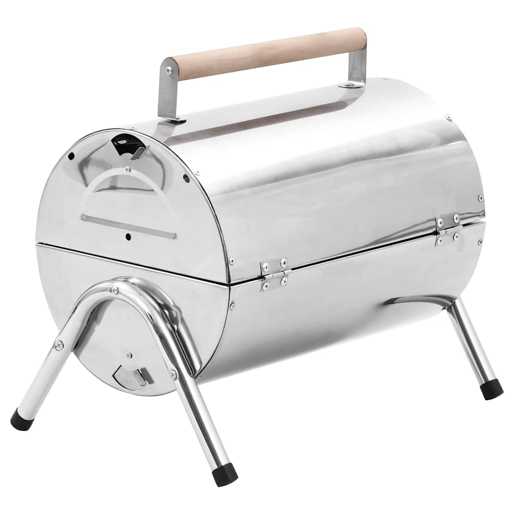 Transportabel Bordgrill Med Dobbelt Grillrist Rustfrit Stål