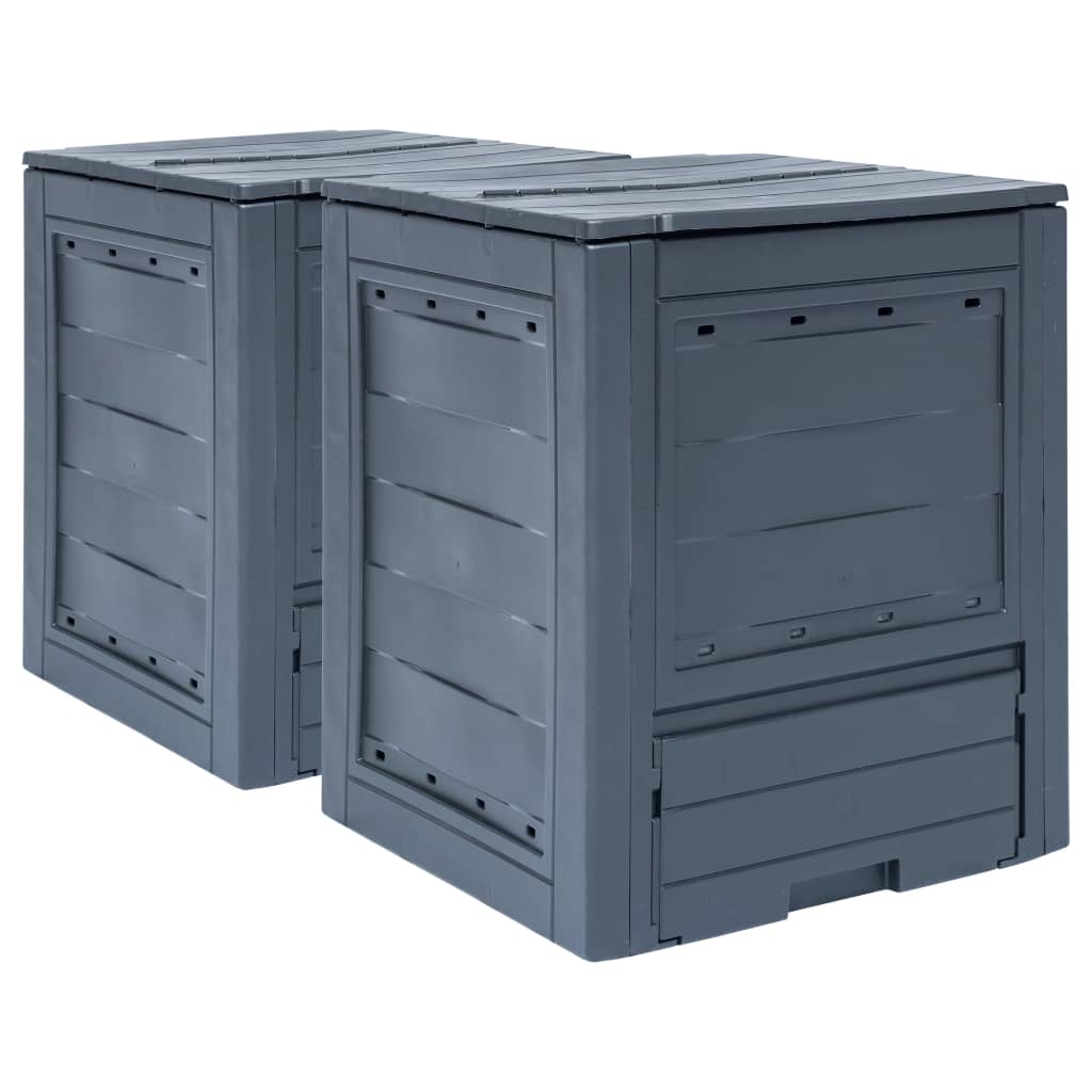Kompostbeholdere Til Haven 2 Stk. 60 X 60 X 73 Cm Grå