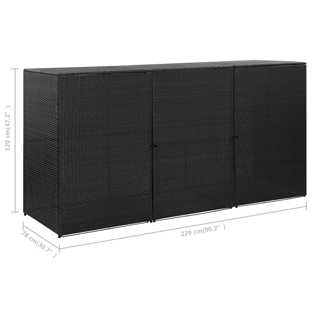 Tredobbelt Skraldespandsskjuler 229X78X120 Cm Polyrattan