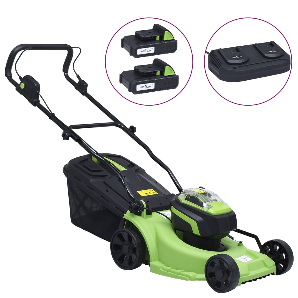 Ledningsfri Plæneklipper To Batteripakker 20 V 2000 Mah Li-Ion