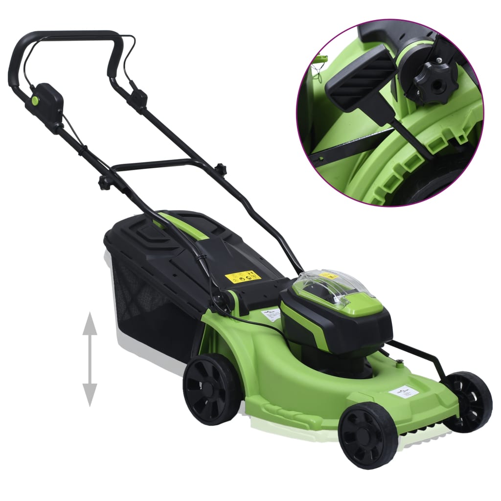 Ledningsfri Plæneklipper To Batteripakker 20 V 2000 Mah Li-Ion