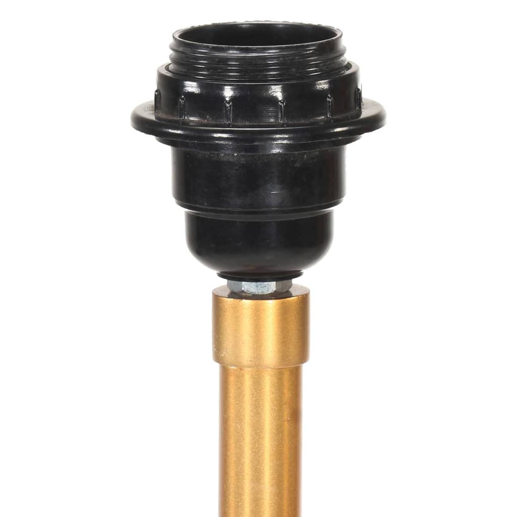 Gulvlampe Med Trefod 141 Cm Massivt Teaktræ Sort Og Guldfarvet