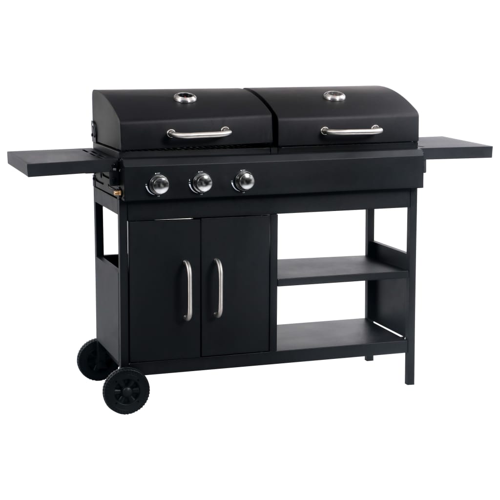 Gas- Og Kulgrill Med 3 Blus Antracitgrå Yderside / Hvid Inderside
