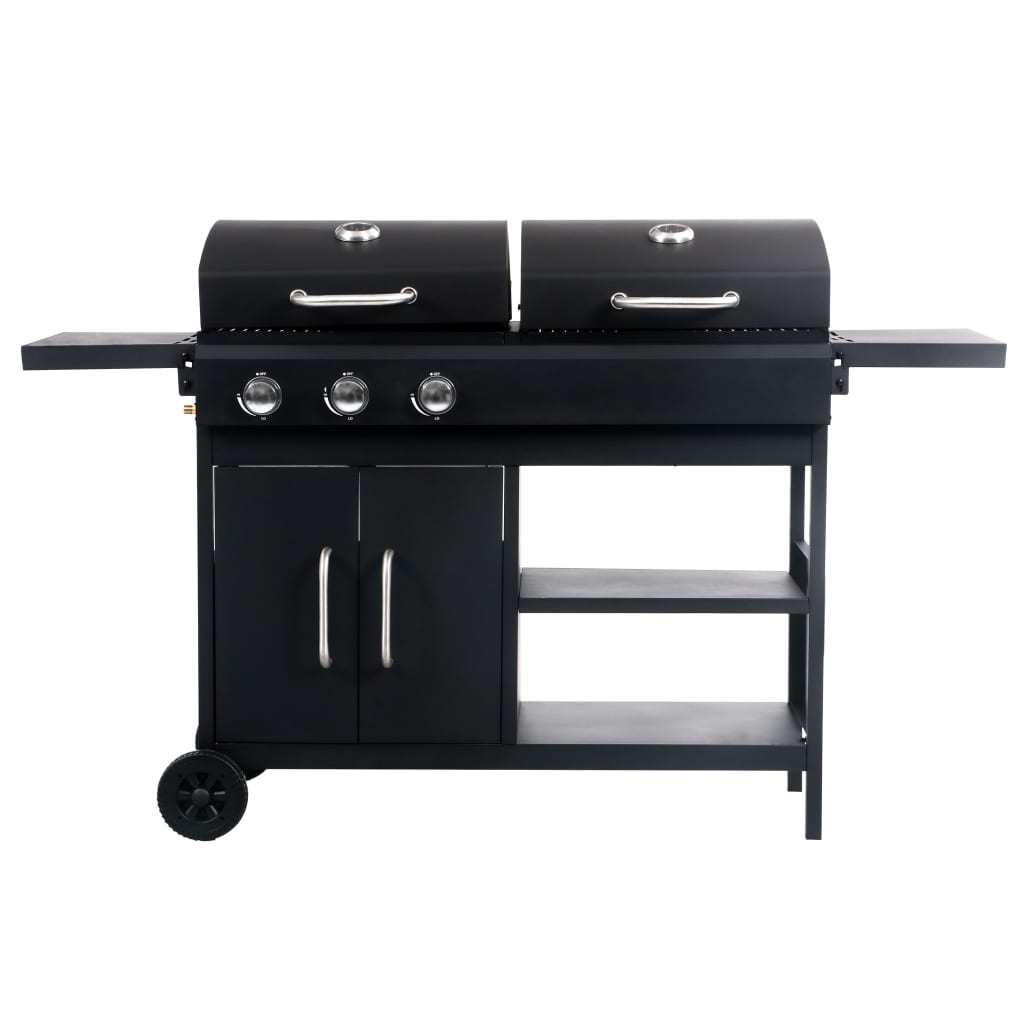 Gas- Og Kulgrill Med 3 Blus Antracitgrå Yderside / Hvid Inderside