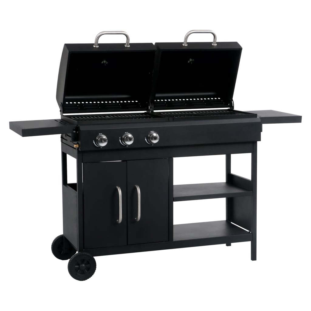 Gas- Og Kulgrill Med 3 Blus Antracitgrå Yderside / Hvid Inderside