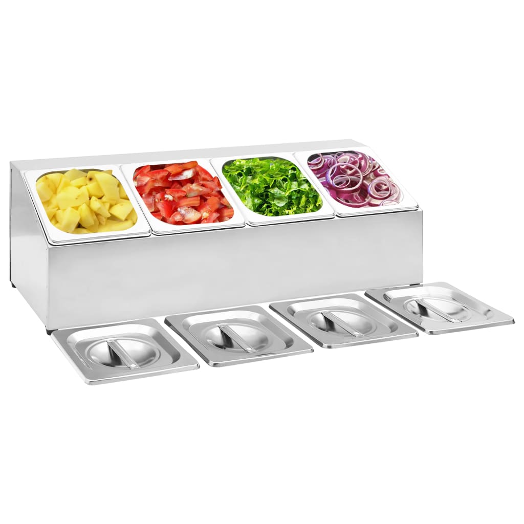 Gastronorm Beholder Med 3 Gn 1/6-Beholdere Rustfrit Stål