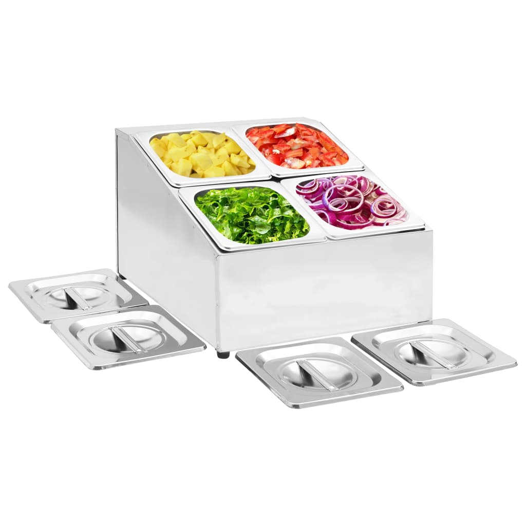 Gastronorm Beholder Med 3 Gn 1/6-Beholdere Rustfrit Stål