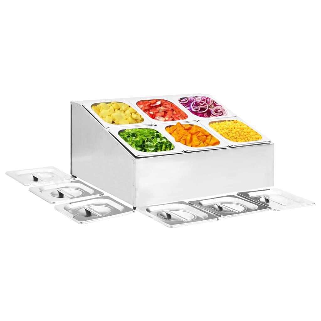 Gastronorm Beholder Med 3 Gn 1/6-Beholdere Rustfrit Stål