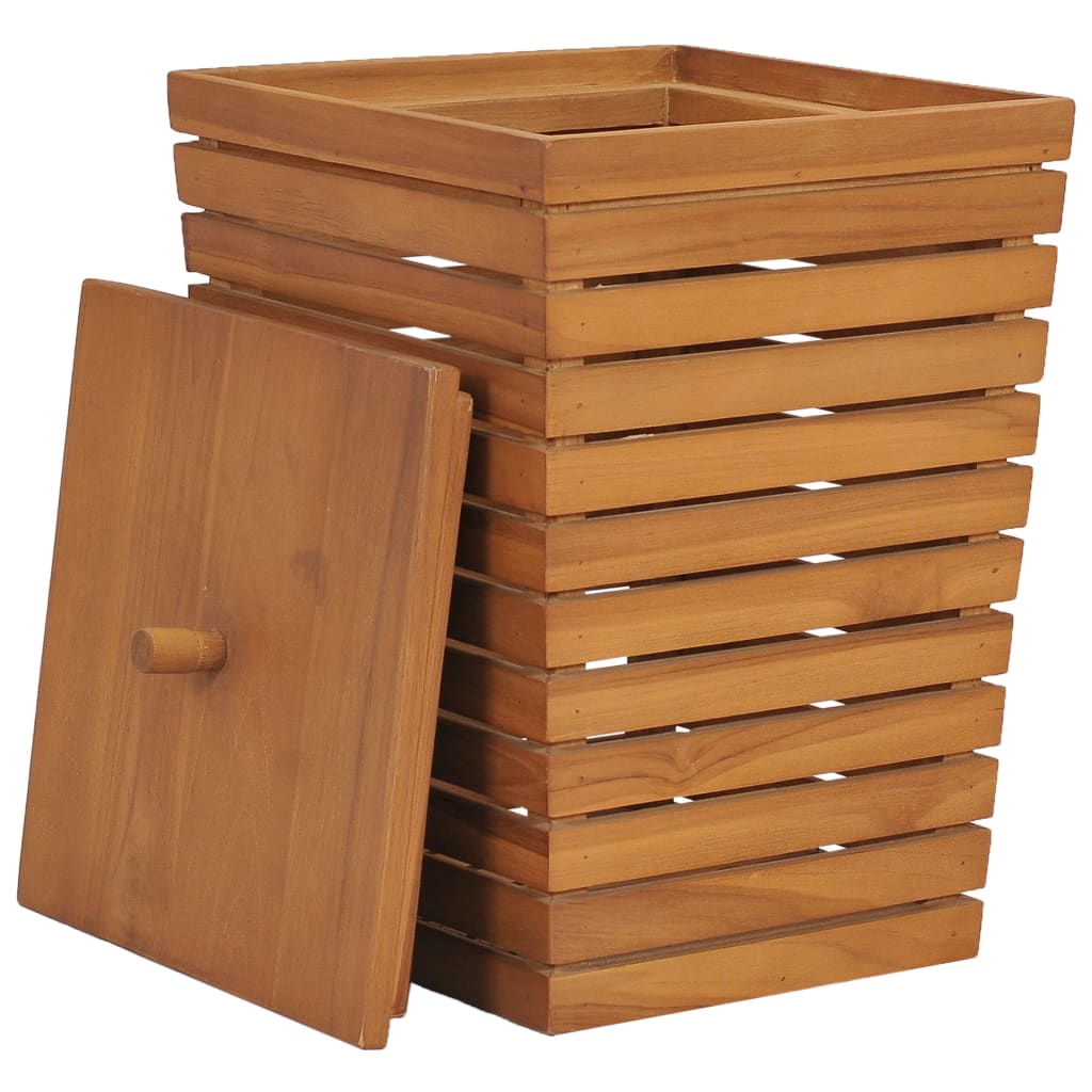 Vasketøjskurv 30X30X45 Cm Massivt Teaktræ