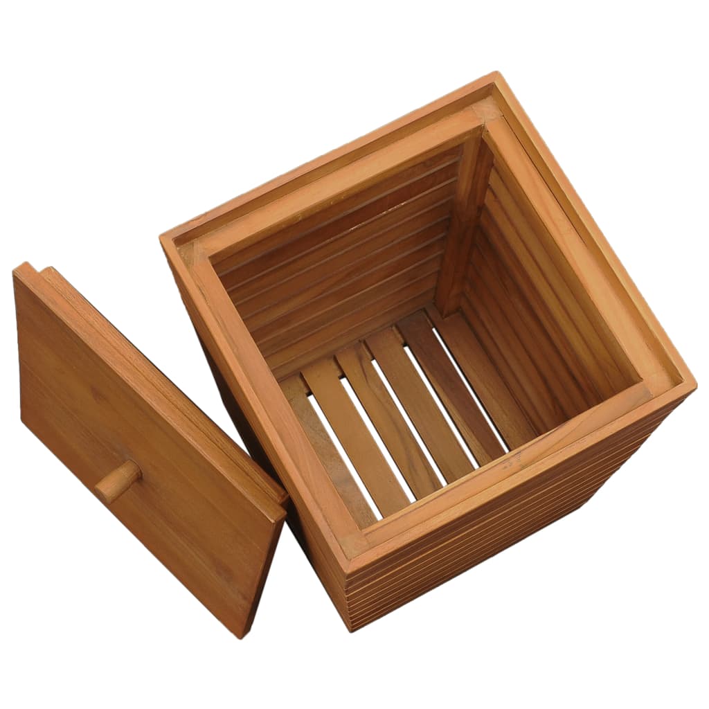 Vasketøjskurv 30X30X45 Cm Massivt Teaktræ