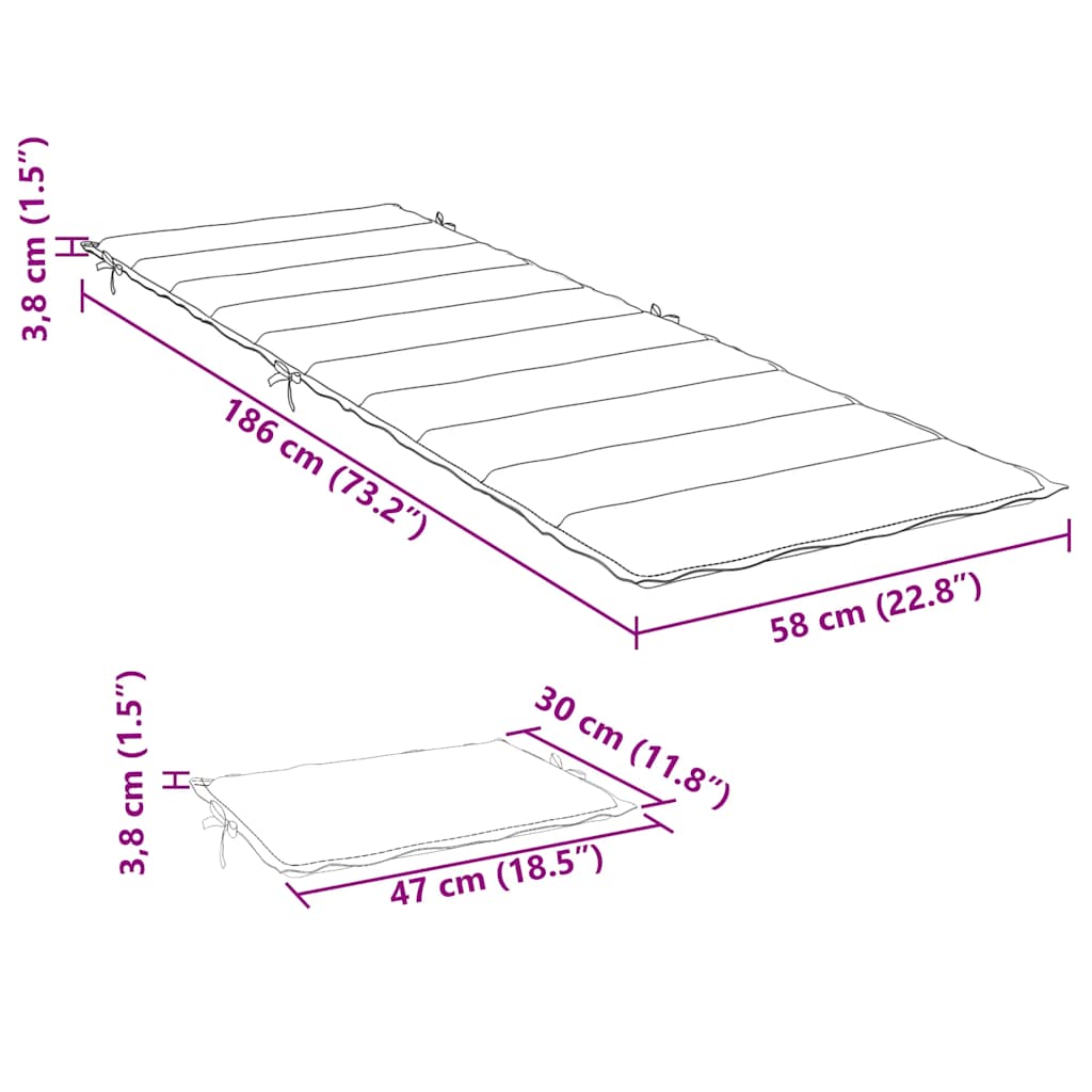 Hynde Til Liggestol 186X58X4 Cm Oxfordstof