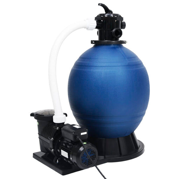 Sandfilter Med 7-Vejs Ventil & 1000 W Pumpe Blå Og Sort