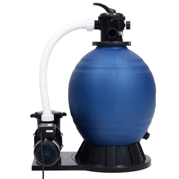 Sandfilter Med 7-Vejs Ventil & 1000 W Pumpe Blå Og Sort
