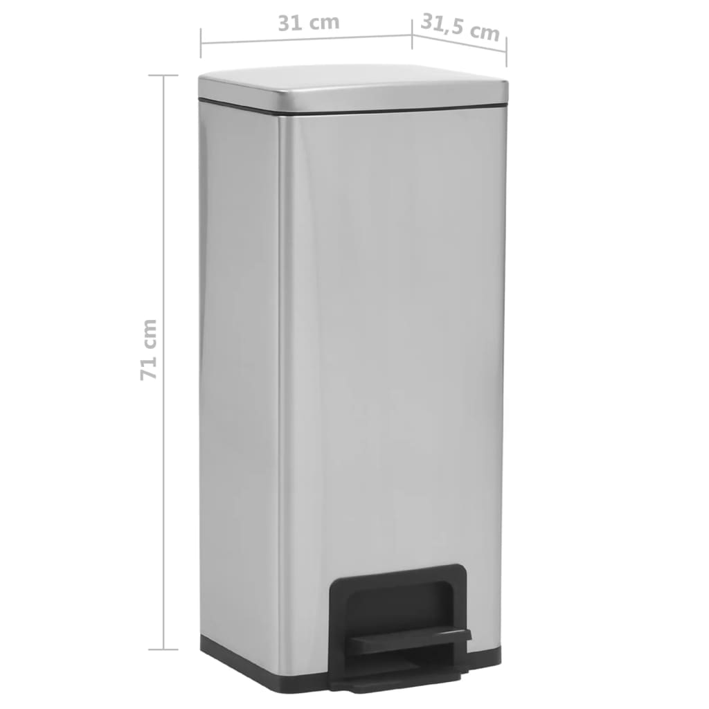 Pedalspand Fingeraftryksafvisende 30 L Rustfrit Stål