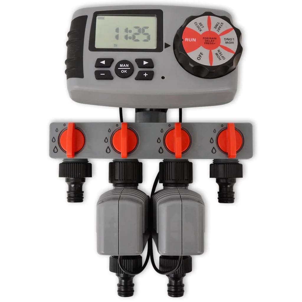 Automatisk Vandingstimer Med 4 Stationer Og Fugtsensor 3 V