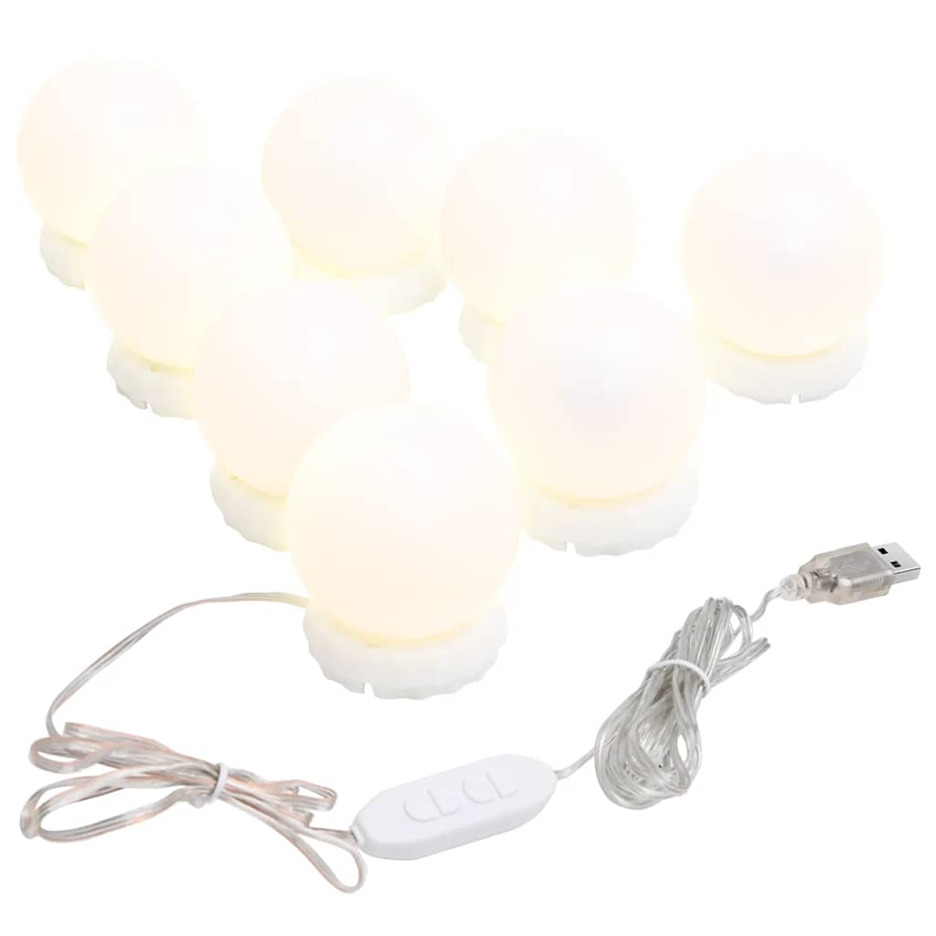 Lampesæt Til Spejl 8 Led-Lamper Varm Hvid Og Kold Hvid