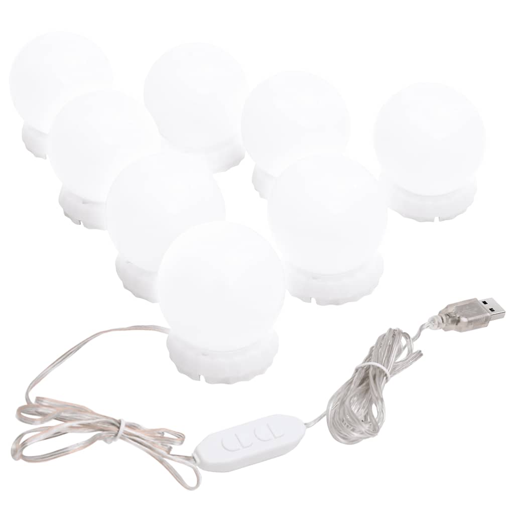 Lampesæt Til Spejl 8 Led-Lamper Varm Hvid Og Kold Hvid
