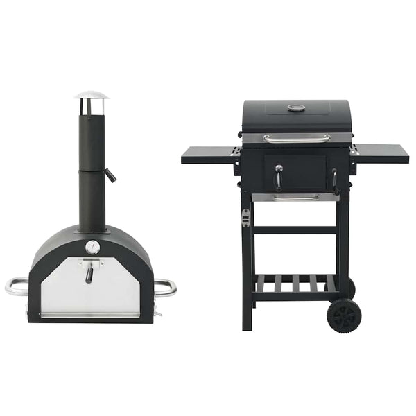 3-I-1 Udendørs Pizzaovn Og Grill Sort