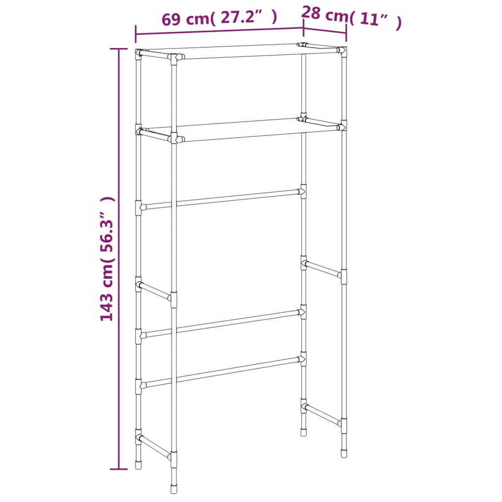 Opbevaringsstativ Med 2 Hylder 69X28X143 Cm Jern