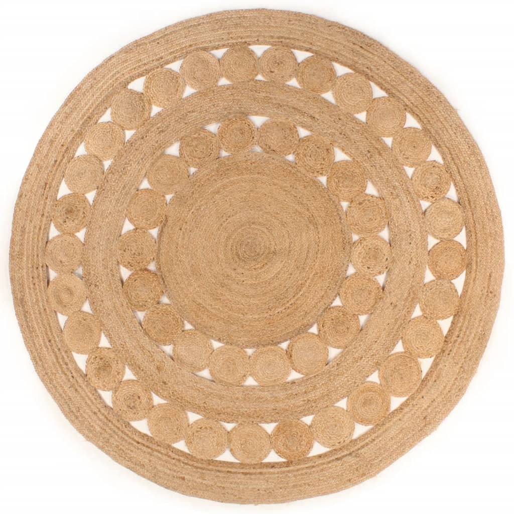 Tæppe Flettet Design Jute Rund
