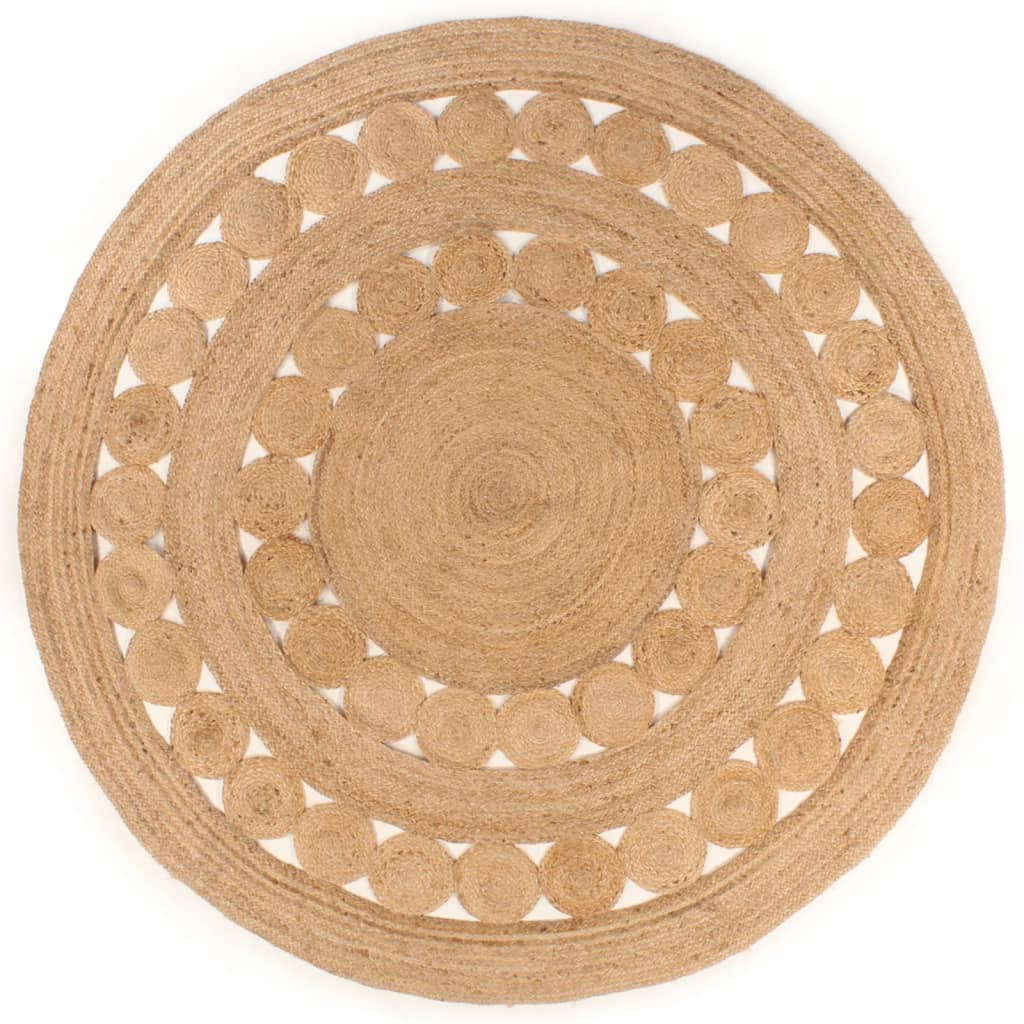 Tæppe Flettet Design Jute Rund