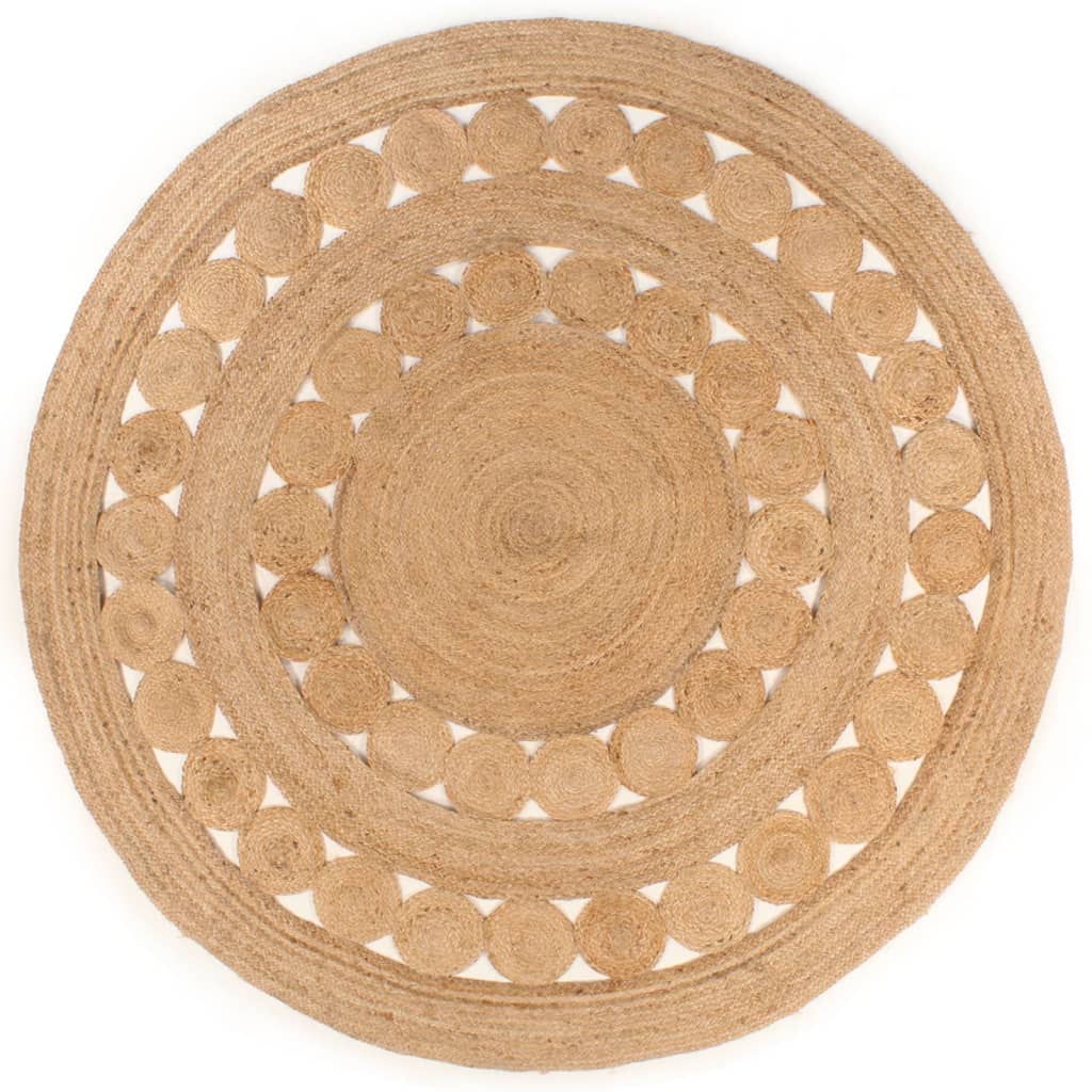 Tæppe Flettet Design Jute Rund