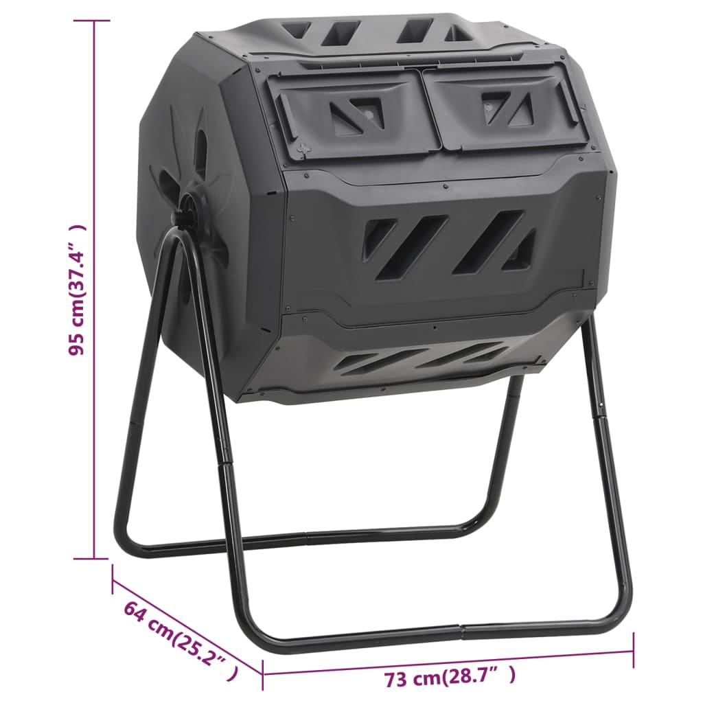 Kompostbeholder Til Have 73X64X95 Cm 160 L Sort