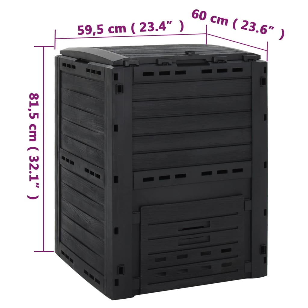 Kompostbeholder 280 L Polypropylen Sort
